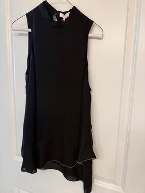 Parker Black Sleeveless  Tunic with Asymmetric  sheer Hem. 100% silk NWT SMALL